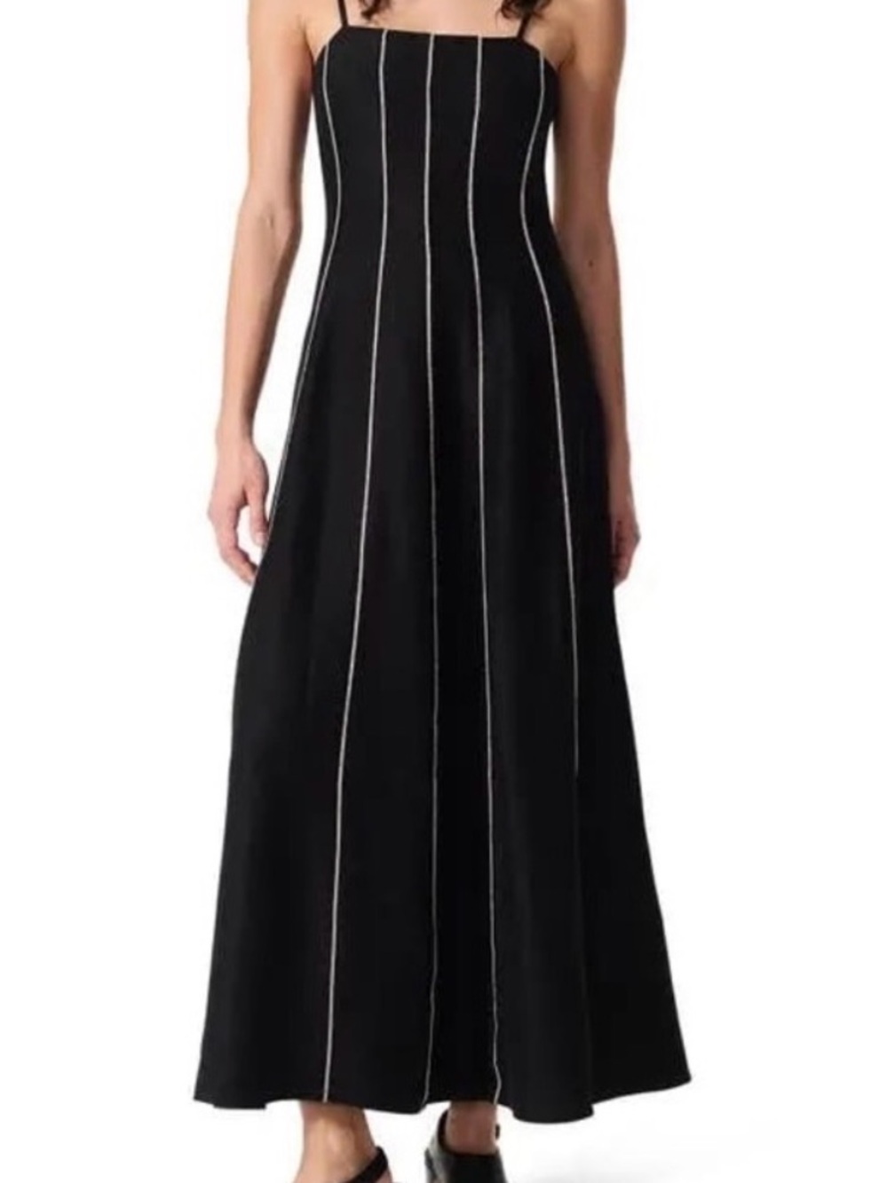 rag & bone Black Maxi Dress with embellished Pinstripes